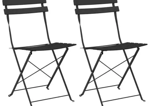 Scaune de grădină pliabile, 2 buc., antracit, oțel - 2/5