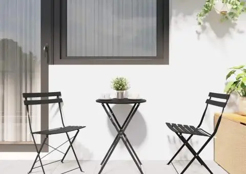 Scaune de grădină pliabile, 2 buc., antracit, oțel - 3/5