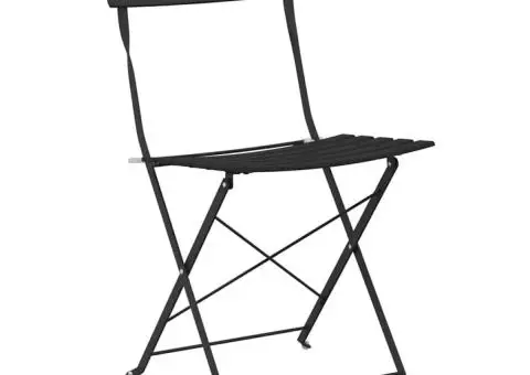 Scaune de grădină pliabile, 2 buc., antracit, oțel - 4/5