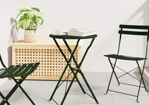 Masă de Bistro Pliabilă Verde Închis Ø50x71 cm Oțel Vopsit - 1/5