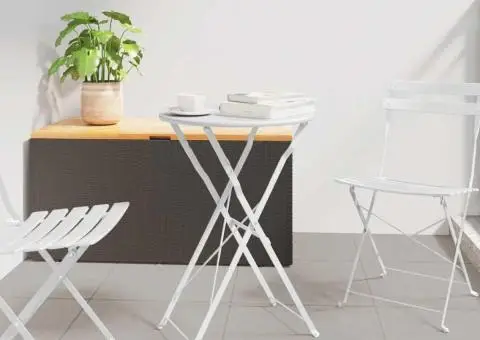 Masă de Bistro Pliabilă Alb Ø50x71 cm Oțel Vopsit - 1/5