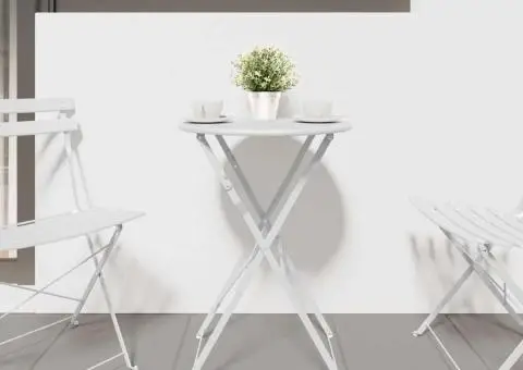 Masă de Bistro Pliabilă Alb Ø50x71 cm Oțel Vopsit - 3/5