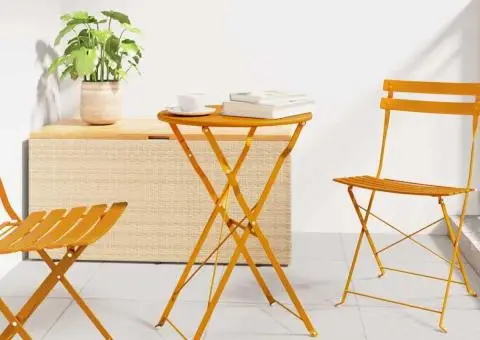 Masă de Bistro Pliabilă Muștar Ø50x71 cm Oțel vopsit electrostatic - 1/5