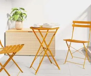 vidaXL Masă de Bistro Pliabilă Muștar Ø50x71 cm Oțel vopsit electrostatic