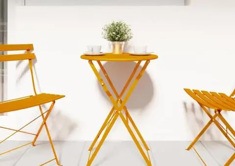 Masă de Bistro Pliabilă Muștar Ø50x71 cm Oțel vopsit electrostatic - 3/5