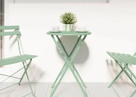 Masă de grădină pliantă Mint deschis Ø50x71 cm Oțel - 3/5