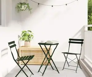 vidaXL Set bistro pliabil, 3 piese, verde închis, oțel