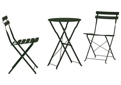 Set bistro pliabil, 3 piese, verde închis, oțel - 2/5