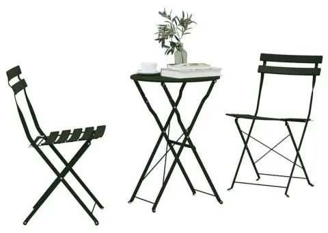 Set bistro pliabil, 3 piese, verde închis, oțel - 3/5