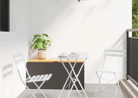 Set bistro pliabil, 3 piese, alb, oțel - 1/5