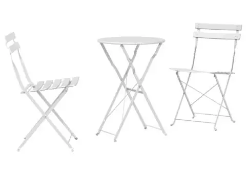 Set bistro pliabil, 3 piese, alb, oțel - 2/5
