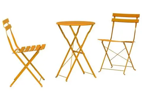 Set bistro pliabil, 3 piese, galben muștar, oțel - 2/5