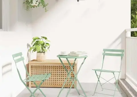 Set bistro pliabil, 3 piese, verde mentă deschis, oțel - 1/5