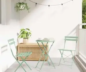 vidaXL Set bistro pliabil, 3 piese, verde mentă deschis, oțel