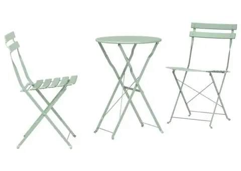 Set bistro pliabil, 3 piese, verde mentă deschis, oțel - 2/5