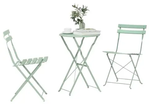 Set bistro pliabil, 3 piese, verde mentă deschis, oțel - 3/5