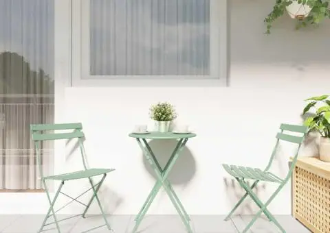 Set bistro pliabil, 3 piese, verde mentă deschis, oțel - 4/5