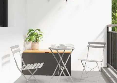 Set bistro pliabil, 3 piese, bej, oțel - 1/5