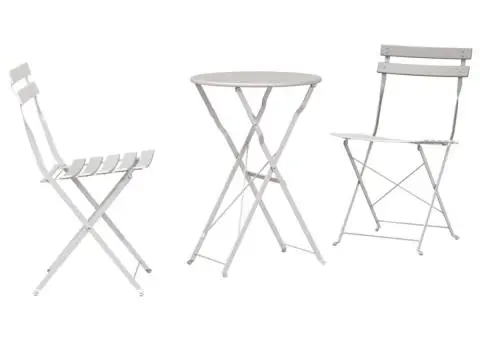 Set bistro pliabil, 3 piese, bej, oțel - 2/5