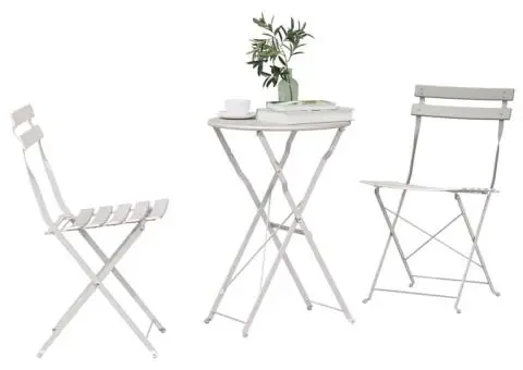 Set bistro pliabil, 3 piese, bej, oțel - 3/5