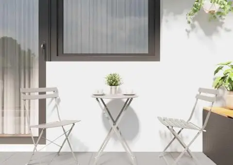 Set bistro pliabil, 3 piese, bej, oțel - 4/5