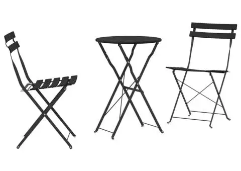 Set bistro pliabil, 3 piese, antracit, oțel - 2/5