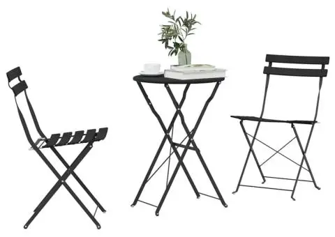 Set bistro pliabil, 3 piese, antracit, oțel - 3/5