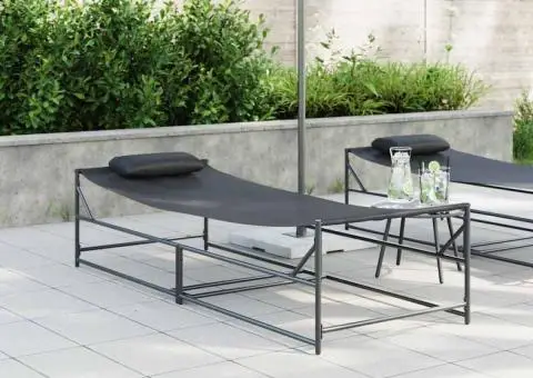 Pat de soare de grădină, antracit 200x74x73 cm oțel & textilenă - 1/5