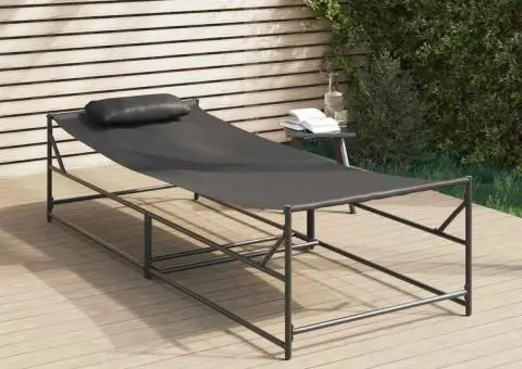 Pat de soare de grădină, antracit 200x74x73 cm oțel & textilenă - 3/5