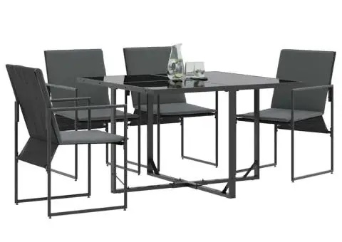 Fotolii de grădină cu perne, 4 buc., negru, textilenă - 3/5