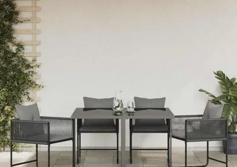 Fotolii de grădină cu perne, 4 buc., negru, poliratan - 1/5