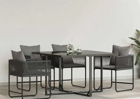 Fotolii de grădină cu perne, 4 buc., negru, poliratan - 4/5