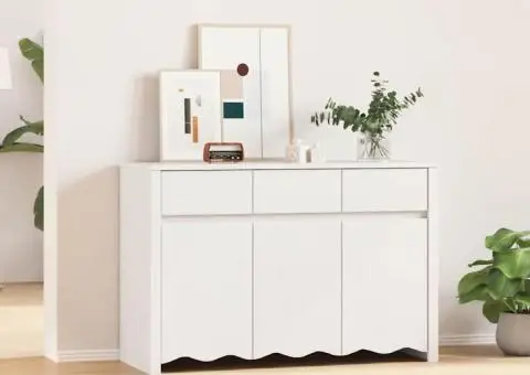 Dulap "DRAMMEN", alb, 114x43x75,5 cm, lemn masiv de pin - 1/5