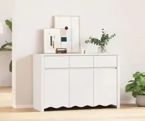 Dulap "DRAMMEN", alb, 114x43x75,5 cm, lemn masiv de pin