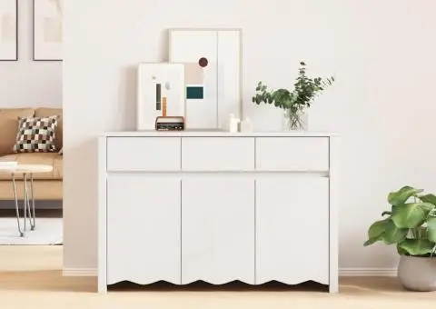 Dulap "DRAMMEN", alb, 114x43x75,5 cm, lemn masiv de pin - 4/5