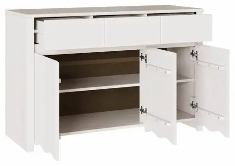 Dulap "DRAMMEN", alb, 114x43x75,5 cm, lemn masiv de pin - 5/5