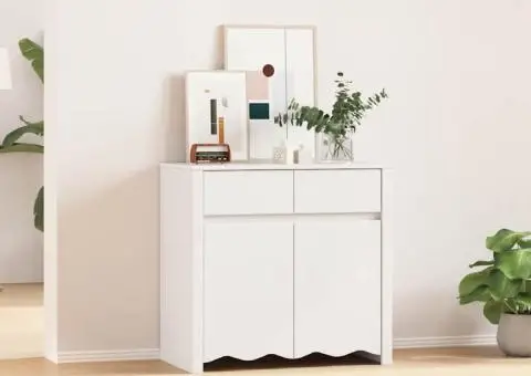 Dulap "DRAMMEN", alb, 79x43x75,5 cm, lemn masiv de pin - 1/5