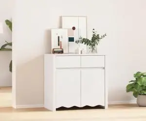 Dulap "DRAMMEN", alb, 79x43x75,5 cm, lemn masiv de pin