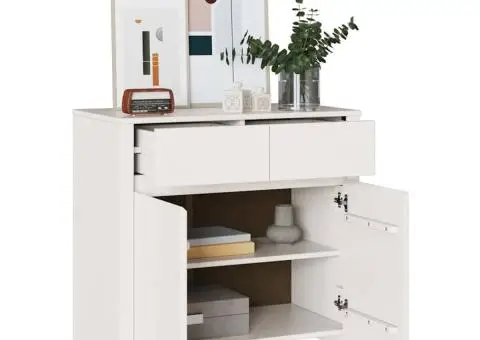 Dulap "DRAMMEN", alb, 79x43x75,5 cm, lemn masiv de pin - 3/5