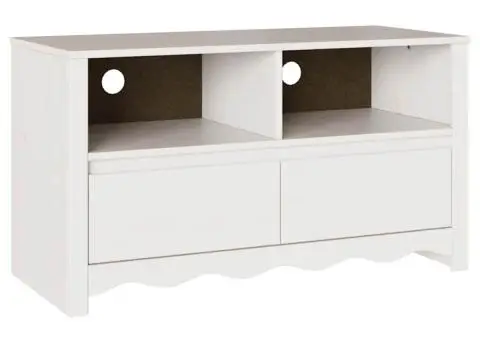 Dulap TV "DRAMMEN", alb, 99x43x55 cm, lemn masiv de pin - 2/5