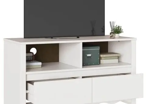 Dulap TV "DRAMMEN", alb, 99x43x55 cm, lemn masiv de pin - 3/5