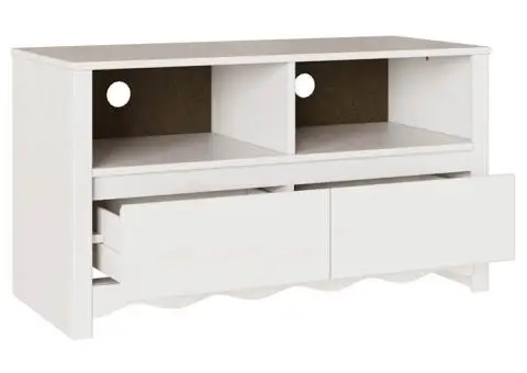 Dulap TV "DRAMMEN", alb, 99x43x55 cm, lemn masiv de pin - 5/5