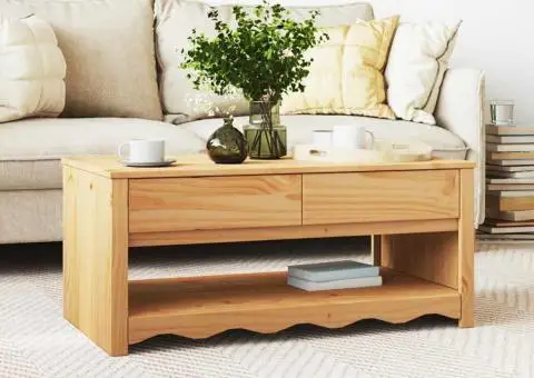 masă de cafea "DRAMMEN" 99x55x45 cm din lemn masiv de pin - 1/5