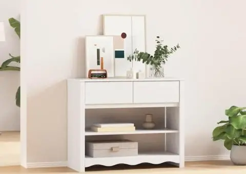 Masă consolă "DRAMMEN", alb, 89,5x37x73 cm, lemn masiv de pin - 1/5