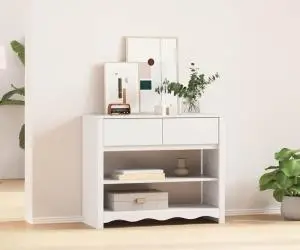 vidaXL Masă consolă "DRAMMEN", alb, 89,5x37x73 cm, lemn masiv de pin