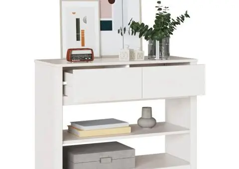 Masă consolă "DRAMMEN", alb, 89,5x37x73 cm, lemn masiv de pin - 3/5
