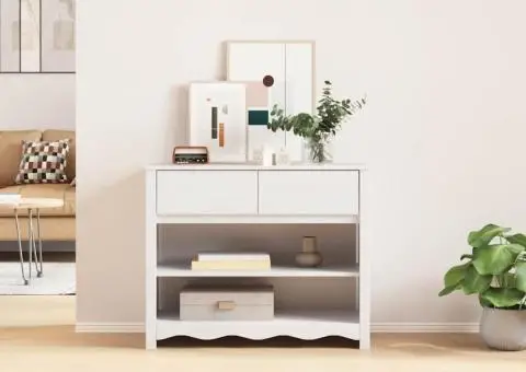 Masă consolă "DRAMMEN", alb, 89,5x37x73 cm, lemn masiv de pin - 4/5