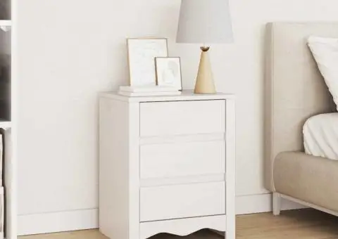 Noptieră "DRAMMEN" Alb 45x35x56 cm Lemn Masiv Pin - 1/5