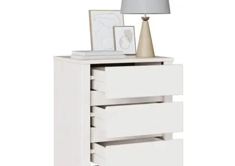 Noptieră "DRAMMEN" Alb 45x35x56 cm Lemn Masiv Pin - 3/5