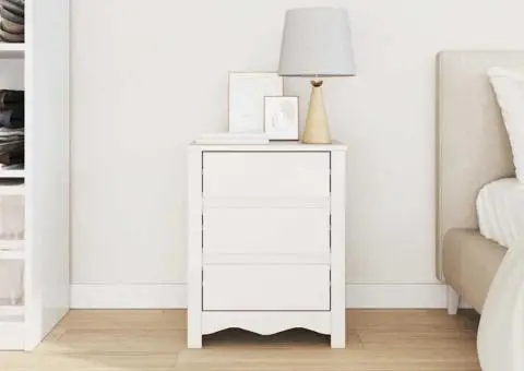 Noptieră "DRAMMEN" Alb 45x35x56 cm Lemn Masiv Pin - 4/5